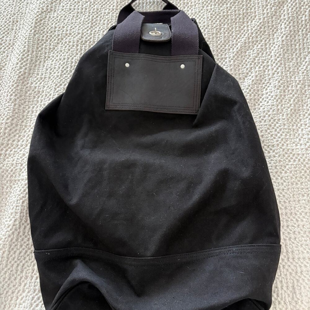 J.Crew XL Slouchy Black Canvas Sling Tote Bag Leather Trim Minimalist Utility - Picture 3 of 7